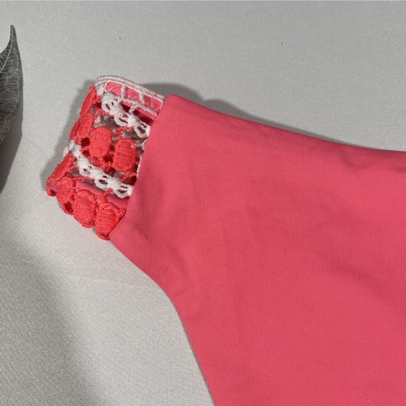 NWT Becca [ Small ] Delilah Avery Crochet-Side Bikini Bottoms in‎ Coral - Picture 8 of 11